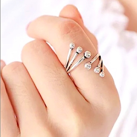 IRREGULAR BALL STERLING SILVER RING - Picture 1 of 3